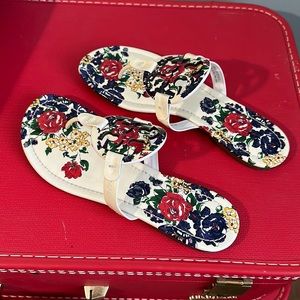Tory Burch Miller Sandals Size 9 Ivory Tea Rose